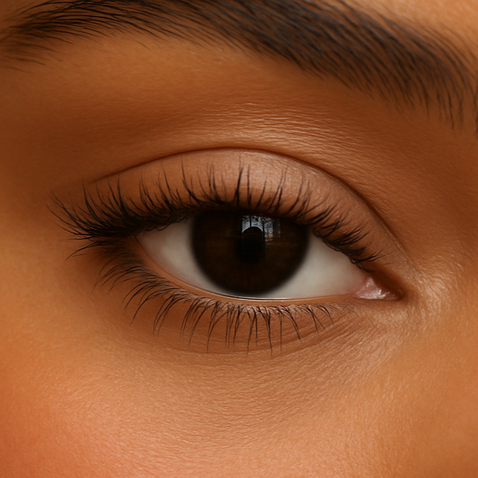 natuurlijke-nepwimper-op-een-jeugdig-oog van een bruine meid